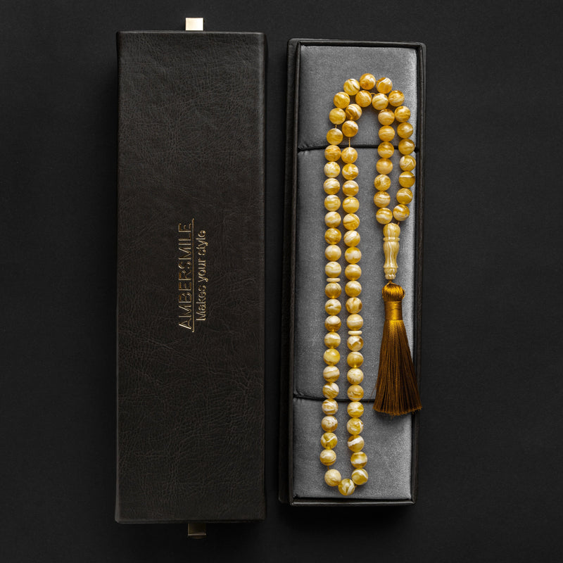 EXCLUSIVE WHITE NATURAL BALTIC AMBER ROSARY